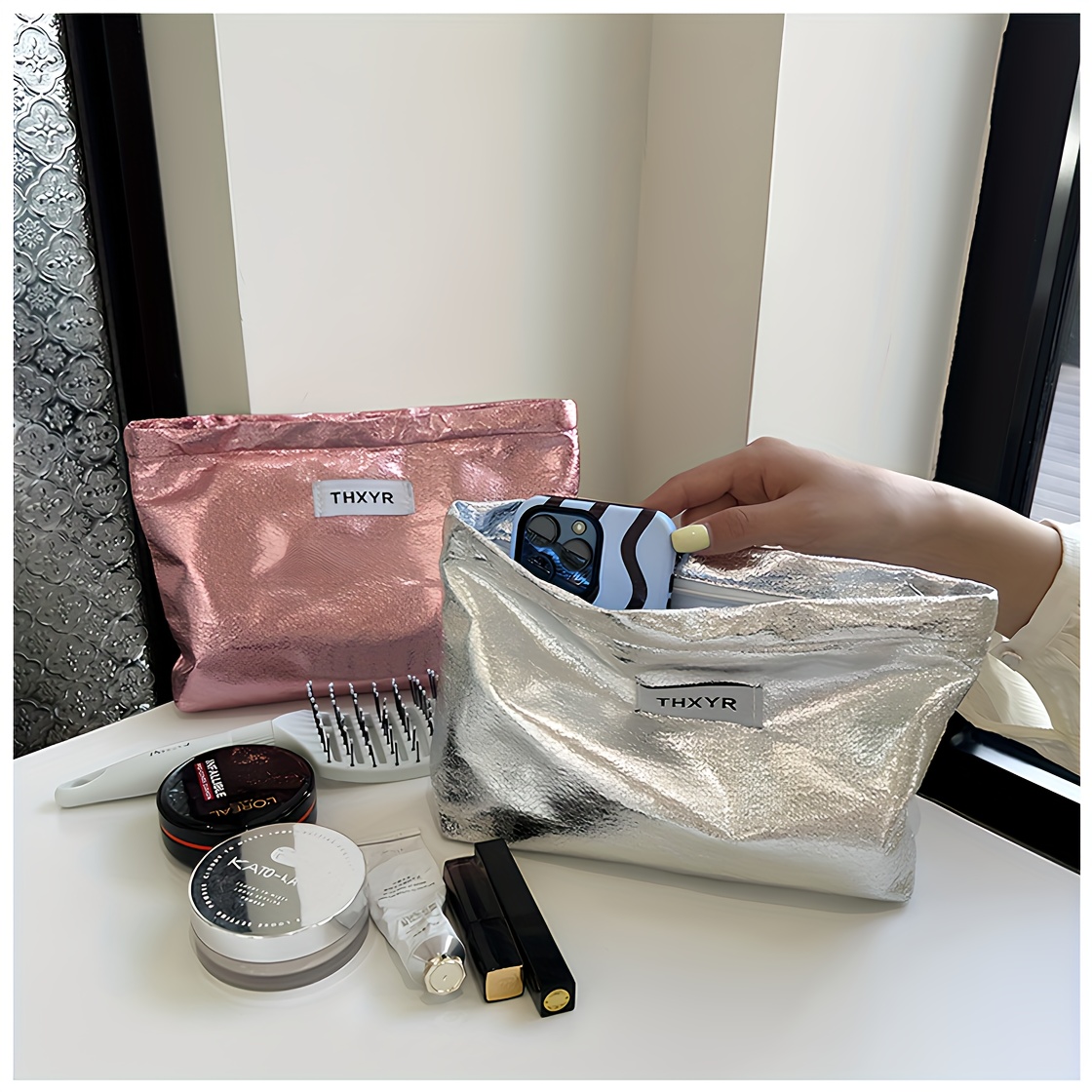 Skincare D'Alba - 대용량 메이크업 가방, 트렌디한 틈새 디자인