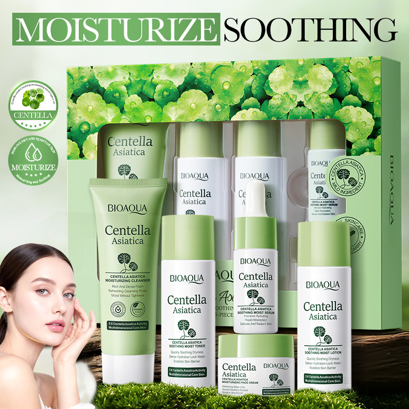 Skincare Glad2Glow - 5종 세트 바이오아쿠아 병풀 추출물 스킨케어