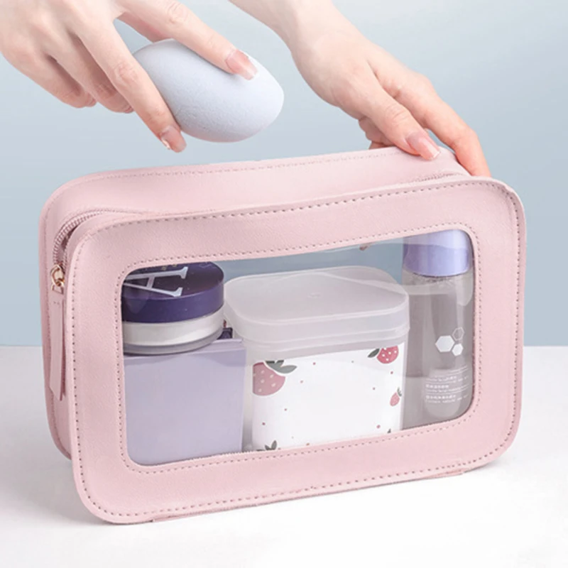 Skincare D'Alba - 여성 PU 메이크업 가방 여행용 화장품