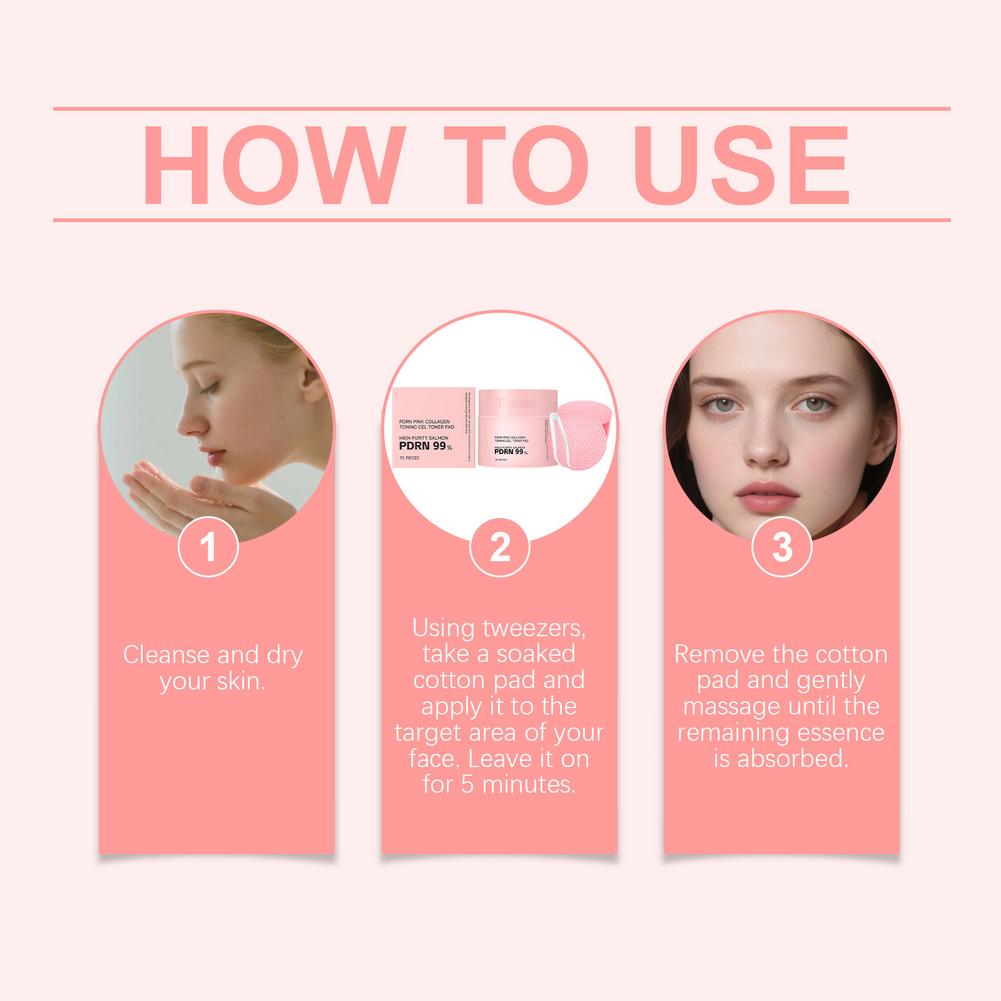 70개 PDRN 핑크 콜라겐 토닝 젤 토너 패드 고순도 - Skincare Glad2Glow 리뷰 및 가격